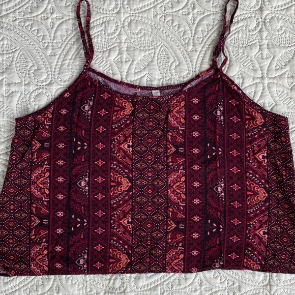 Black/Red/Pink Boho Crop Tank Top. Mudd Sz XL - Picture 2 of 4